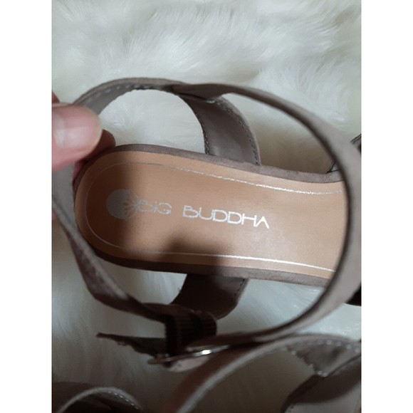 Big Budda Women's Size 9 Tan Suede Criss Cross Straps Espadrille Wedge Sandals - Picture 7 of 7